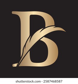 Feather Logo combine with letter B vector template