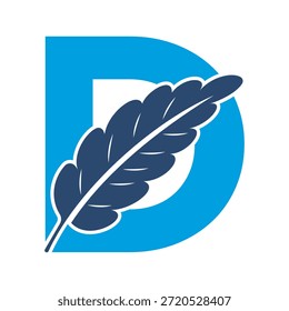 Logotipo de la pluma combinado con la letra D Plantilla de Vector