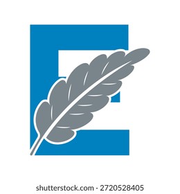 Feather Logo combine with letter E vector template