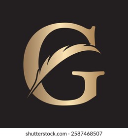 Feather Logo combine with letter G vector template