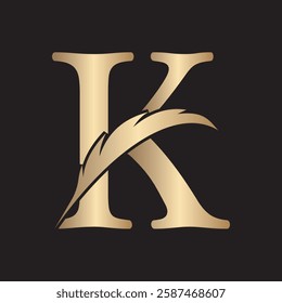 Feather Logo combine with letter K vector template