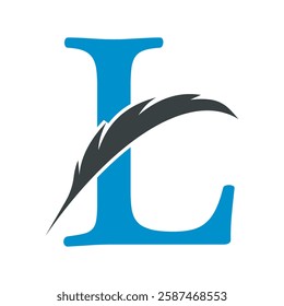 Feather Logo combine with letter L vector template