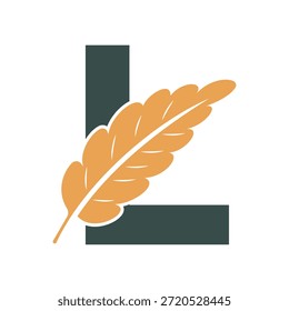 Feather Logo combine with letter L vector template