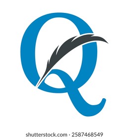 Feather Logo combine with letter Q vector template