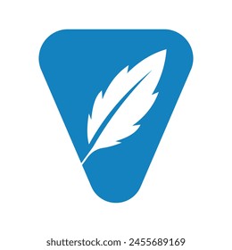 Feather Logo combine with letter V vector templat