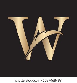 Feather Logo combine with letter W vector template