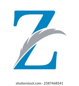 Feather Logo combine with letter Z vector template