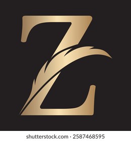 Feather Logo combine with letter Z vector template