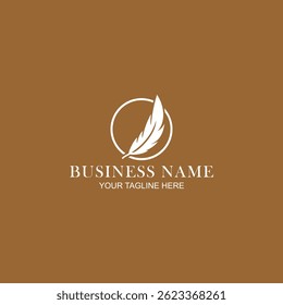 feather logo design for business or beauty product with creative illustration