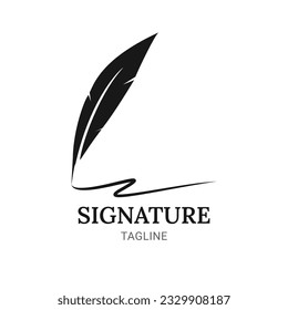 FEATHER LOGO DESIGN CONCEPT. SIMPLE LOGO OF SIGNATURE