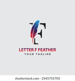 feather logo design. Elegance feather letter f logo mark.vector template
