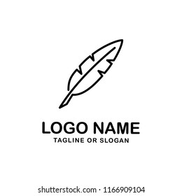 Feather logo design. Feather icon creative idea. Logo design related to writer, author, law firm, attorney, lawyer or education