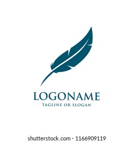 Feather logo design. Feather icon creative idea. Logo design related to writer, author, law firm, attorney, lawyer or education