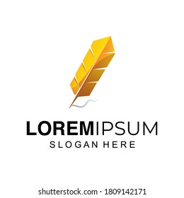 Feder-Logo-Design-Illustration Premium Vector
