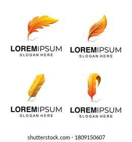 Feather logo design illustration Premium Vector