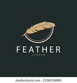 Feather Logo Design Minimalist Vector Template