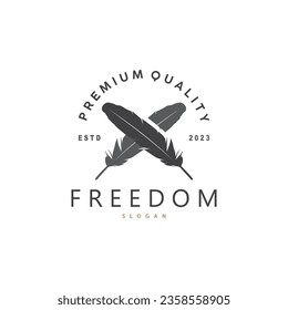 Plantilla de vectores minimalista de diseño con logotipo Feather