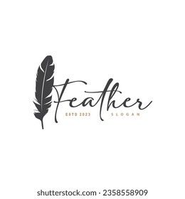 Feather Logo Design Minimalist Vector Template