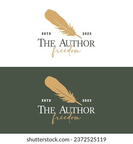 Feather Logo Design Minimalist Vector Template