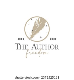 Plantilla de vectores minimalista de diseño con logotipo Feather