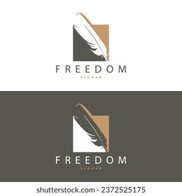 Feather Logo Design Minimalist Vector Template