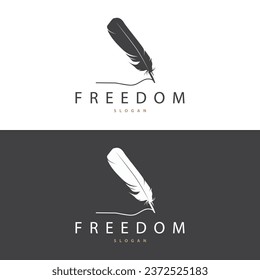 Feather Logo Design Minimalist Vector Template