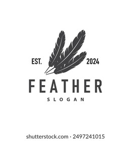 Feather Logo Design Minimalist Vector Template