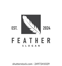 Feather Logo Design Minimalist Vector Template