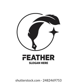 Feather logo design simple concept Premium Vector
