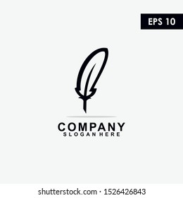 Feather Logo Design Vector Template With Eps 10 Isolated In White Colour