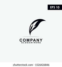 Feather Logo Design Vector Template With Eps 10 Isolated In White Colour