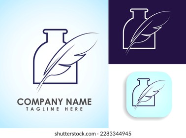 Feather logo design vector template. Feather logo for a writer or publishers.