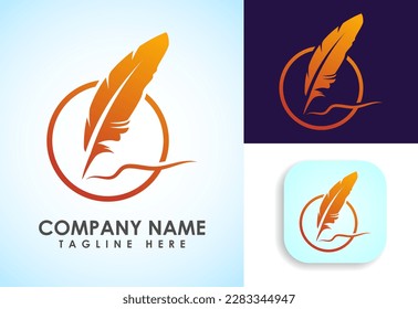 Feather logo design vector template. Feather logo for a writer or publishers.