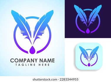 Feather logo design vector template. Feather logo for a writer or publishers.