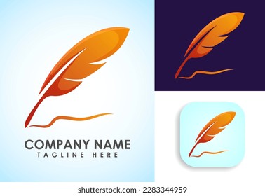 Plantilla vectorial de diseño de logotipo de plumas. Logo de Feather para un escritor o editores.