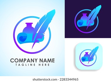 Feather logo design vector template. Feather logo for a writer or publishers.