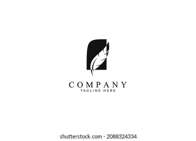 Feather logo design for a writer or publishers