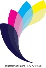 feather logo with four colors