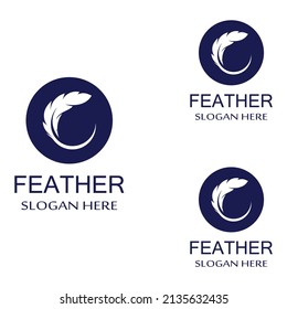 feather logo of fowl breed and pen made of feather using vector icon