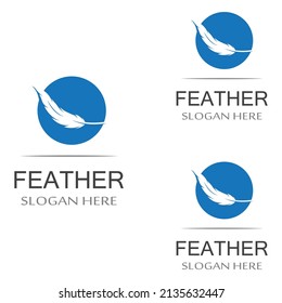 feather logo of fowl breed and pen made of feather using vector icon