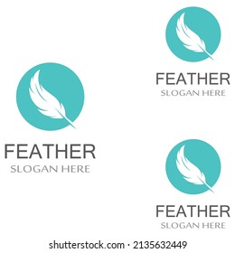 feather logo of fowl breed and pen made of feather using vector icon