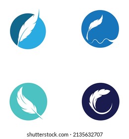 feather logo of fowl breed and pen made of feather using vector icon