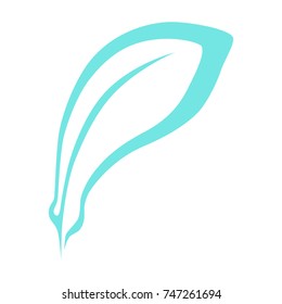 Feather logo / icon. Blue on the white background. Vector. EPS 10.