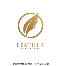 Feather logo icon design vector symbol