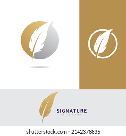 Feather logo icon design vector symbol