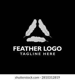 Feather logo icon isolated on black background