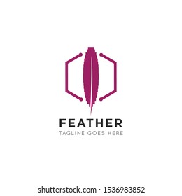 feather logo and icon vector illustration design template
