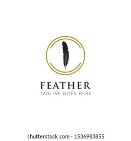 feather logo and icon vector illustration design template