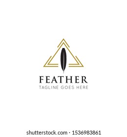 feather logo and icon vector illustration design template