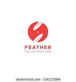 feather logo and icon vector illustration design template